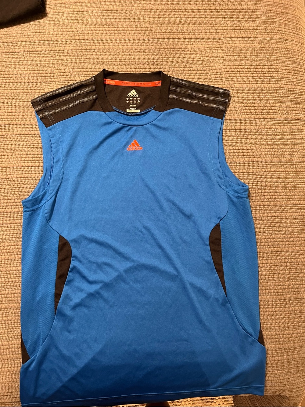 adidas Men’s Blue Sleeveless Training Jersey with Black Accents